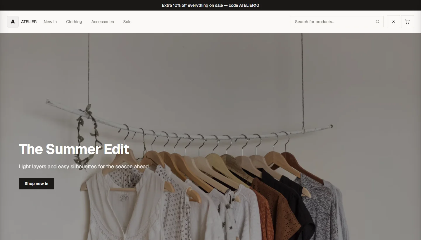 Atelier template homepage